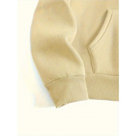 Women's Plus Size Soft Casual Hooded Sweatshirt with Artistic Back Print - Black & White & Bird Design, Kangaroo Pocket, Relaxed Fit, Machine Washable, All-Season Comfort, Ladies Sweatshirts, Decorative Text Design