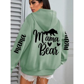 Plus Size - Bear Mom - Hooded Sweatshirt