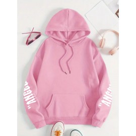 [Plus Size Angel Wings Hoodie] Soft & Comfortable Plus Size Angel Wings Print Hoodie | Long Sleeve Pullover with Pockets, Casual Style for Women, All Season Wear