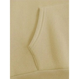 [Floral Print Hoodie] Women's Plus Size Floral Print Hoodie - Cozy Long Sleeve Pullover with Pockets, Soft Casual Wear, Brown with Red Roses and Green Leaves Design, Allseason Hoodie | Stylish Casualwear | Comfortable Fabri