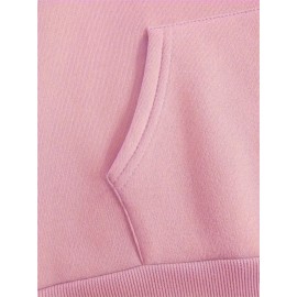 [Floral Print Hoodie] Women's Plus Size Floral Print Hoodie - Cozy Long Sleeve Pullover with Pockets, Soft Casual Wear, Brown with Red Roses and Green Leaves Design, Allseason Hoodie | Stylish Casualwear | Comfortable Fabri