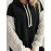 Plus Size, Women's Plus-Size Hoodie - Black & White Contrast Sleeves, Ribbed Cuffs & Hem, Cozy Pullover Sweatshirt for All-Season Casual Wear, Sweater Hoodie, Hooded Sweatshirt, Durable Knitwear
