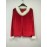 [Christmas | Plus Size Sweater] Plus Size Women's Elegant Christmas Sweater - Long Sleeve Round Neck Winter Warmth with Collar Trim, Stretchy Fabric for Holiday Parties & Casual Attire, Red & Contrast Collar