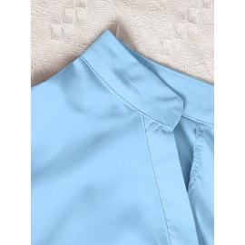 [Plus Size Chiffon Shirt] Plus Size Elegant Long-Sleeve Chiffon Shirt | High-Density, Soft Lining, Flowing Mesh, Henley Neckline, Smooth Tailoring | Spring & Autumn Outings