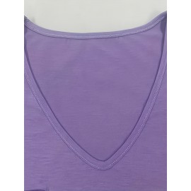 Large Size V-Neck Pocket Irregular Hem Short-Sleeved Top T-Shirt Two-Piece Set