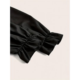 Plus Size Women's Dress with Jacquard Cross Lace Sleeves