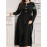 Plus Size - Elegant Plus Size Women'S Solid Color Dress with Front Bow Detail - Comfortable, Breathable, Long Sleeve, Flared Hem, Round Neck, All-Season Wear, Formal Attire|Elegant Dress|Comfortable Fit