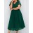 [Business Events Party Attire] Elegant Green Plus Size Women's Maxi Dress - Formal/Party/Office, Flared Hem, V-Neck, Shimmer, Stylish Formalwear