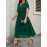 [Business Events Party Attire] Elegant Green Plus Size Women's Maxi Dress - Formal/Party/Office, Flared Hem, V-Neck, Shimmer, Stylish Formalwear