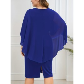 [Plus Size Party Dress] Plus Size, NEM433-Deep Purple Women's Elegant Chiffon Plus Size Party Dress