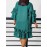 [New Arrival Plus Size Dress] Spring/Summer New Arrival - Elegant Plus Size Casual Chic Dress with Ruffled Bell Sleeves, Bow Detail, Stand Collar | Solid Color, Non-Stretch Fabric