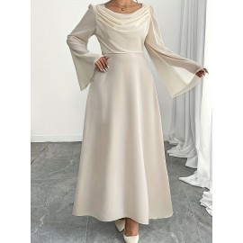 Plus Size, Women's Elegant Pencil Dress with Full A-Line Silhouette - Floor-Length Formal Evening gown, Beige// - Zipper Back Closure, Plus Size Available - Wedding, Party, Prom Dress - Hand Washable Luxury Evening Gown, Formal Dress for Women, Dresses for Women Elegant Classy Formal, Plus Size Formal Dresses Elegant Plus Size, Plus Size Dresses for Women Wedding Guest, Wedding Dresses for Women Plus Size, Highquality Fabric, Premium Stitching, Bridal Guest
