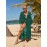 Women's Peacock Green Beach Cover Up Chiffon Flared Sleeve Bikini Sun Shirt Bohemian Style Long Sun Shirt Big Size Holiday Swimwear Cover Up Flutter Flared Sleeve Sun Shirt Ethnic Style Beach Skirt