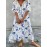 Women's Short Sleeve V Neck Floral Print Dress
