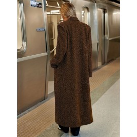 Plus Size - Plus Size, Women'S Plus Size Elegant Long Coat - Non-Stretchy Structured Jacket, Button Front Closure, Office & Formal Events - Spring/fall Outerwear - Women'S Professional & Everyday Outerwear, Spring Fashion