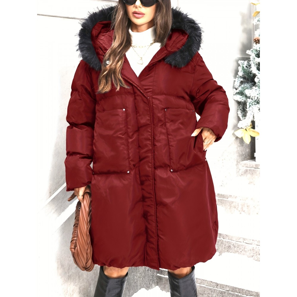 Women'S Elegant Long Winter Coat - Full-Length Cold Weather Jacket, Non-Stretchy Outer Layer for Extreme Cold, Formal & Everyday Winter Outfits - Elegant Women'S Outerwear, Seasonal Fashion, Classic Silhouette, Durable Construction, Warm Jacket, Fashionconscious Women