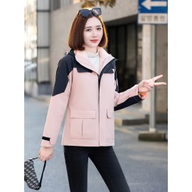 3-in-1 Winter Jacket - Detachable Hood, Casual Fit, Color Block Design with Zip Pockets for Men & Women