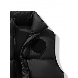 Plus Size Zip Front Vest Jacket, Casual Sleeveless Hooded Jacket with Pockets for Fall & Winter, Women's Plus Size Clothing