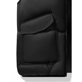 Plus Size Zip Front Vest Jacket, Casual Sleeveless Hooded Jacket with Pockets for Fall & Winter, Women's Plus Size Clothing