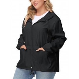 Plus Size Raincoat for Women - Waterproof, Packable, Outdoor, Hooded, Windbreaker Rain Jacket with Ultimate Protection