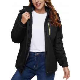 Women's Plus Size Ski Jacket Winter Outdoor Windproof Waterproof Soft Shell Jacket Detachable Snow Cap 5 Pocket Warm Fleece Lining Thickened Thermal Coat Outdoor Sports Ski Snowboard Hiking Camping Mountaineering Large Size Jacket