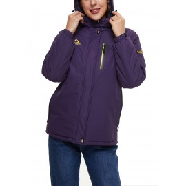 Women's Plus Size Ski Jacket Winter Outdoor Windproof Waterproof Soft Shell Jacket Detachable Snow Cap 5 Pocket Warm Fleece Lining Thickened Thermal Coat Outdoor Sports Ski Snowboard Hiking Camping Mountaineering Large Size Jacket