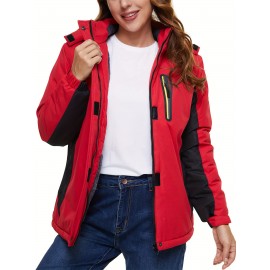 Women's Plus Size Ski Jacket Winter Outdoor Windproof Waterproof Soft Shell Jacket Detachable Snow Cap 5 Pocket Warm Fleece Lining Thickened Thermal Coat Outdoor Sports Ski Snowboard Hiking Camping Mountaineering Large Size Jacket