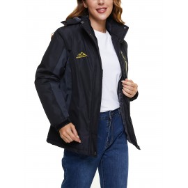 Women's Plus Size Ski Jacket Winter Outdoor Windproof Waterproof Soft Shell Jacket Detachable Snow Cap 5 Pocket Warm Fleece Lining Thickened Thermal Coat Outdoor Sports Ski Snowboard Hiking Camping Mountaineering Large Size Jacket