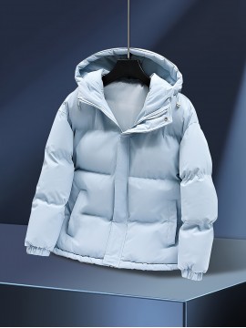 1pc Elegant Women'S Polyester Jacket - Solid Color Crew Neck Long Sleeve with Pockets for Fall/Winter Outdoor Sports and Casual Warmth