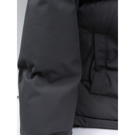 1pc Elegant Women'S Polyester Jacket - Solid Color Crew Neck Long Sleeve with Pockets for Fall/Winter Outdoor Sports and Casual Warmth