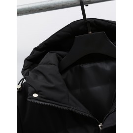 1pc Elegant Women'S Polyester Jacket - Solid Color Crew Neck Long Sleeve with Pockets for Fall/Winter Outdoor Sports and Casual Warmth